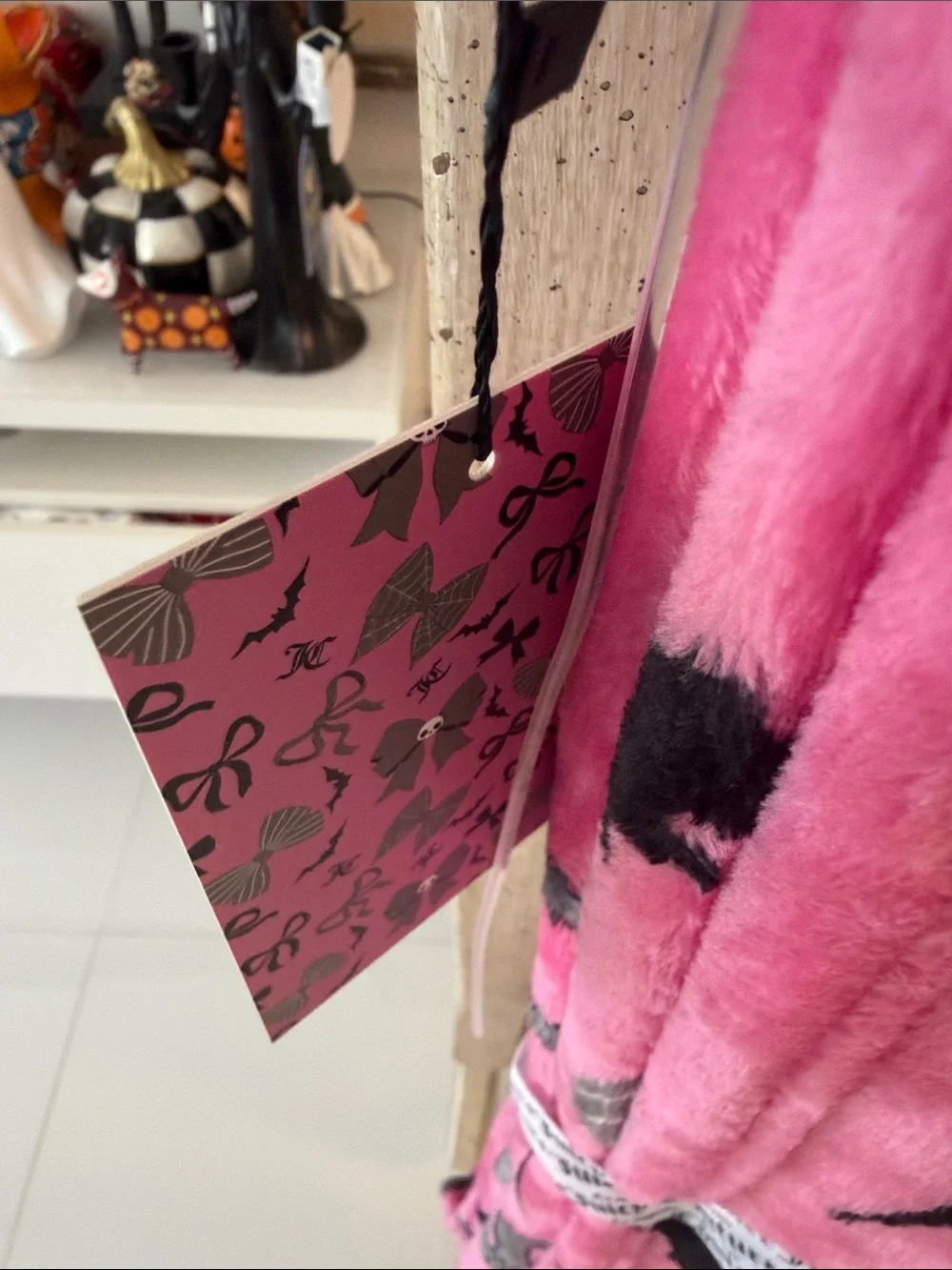 Juicy Couture Halloween Pink & Black Bats & Ribbon Bows & JC Plush Throw Blanket